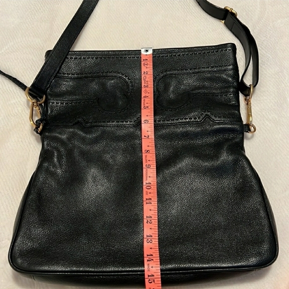 Tory Burch Designer Amalie Foldover Messenger Black Leather Crossbody Purse Bag - Picture 9 of 10